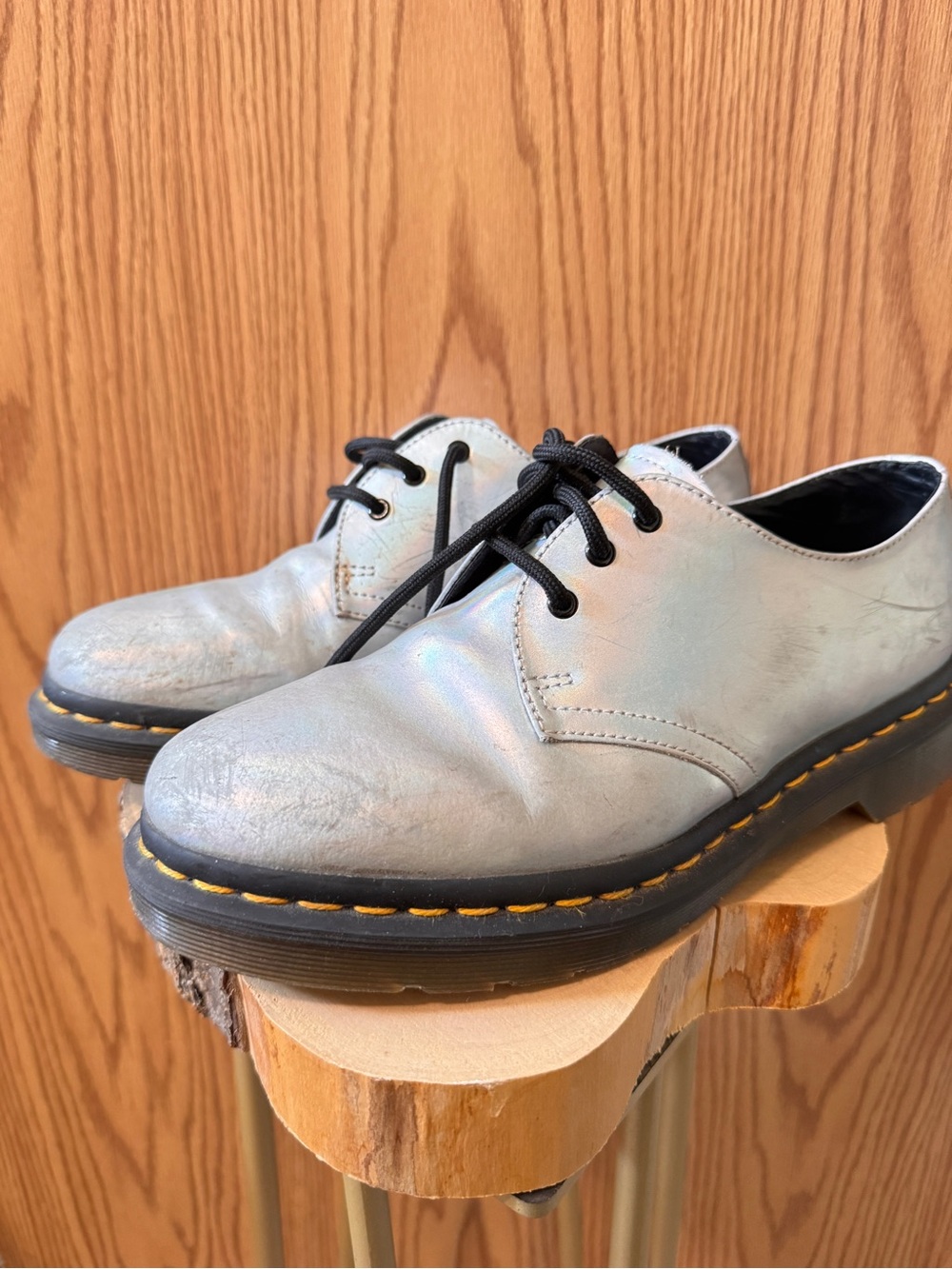 Dr. Martens 1461 Iced Metallic Silver Iridescent Oxford Shoes
